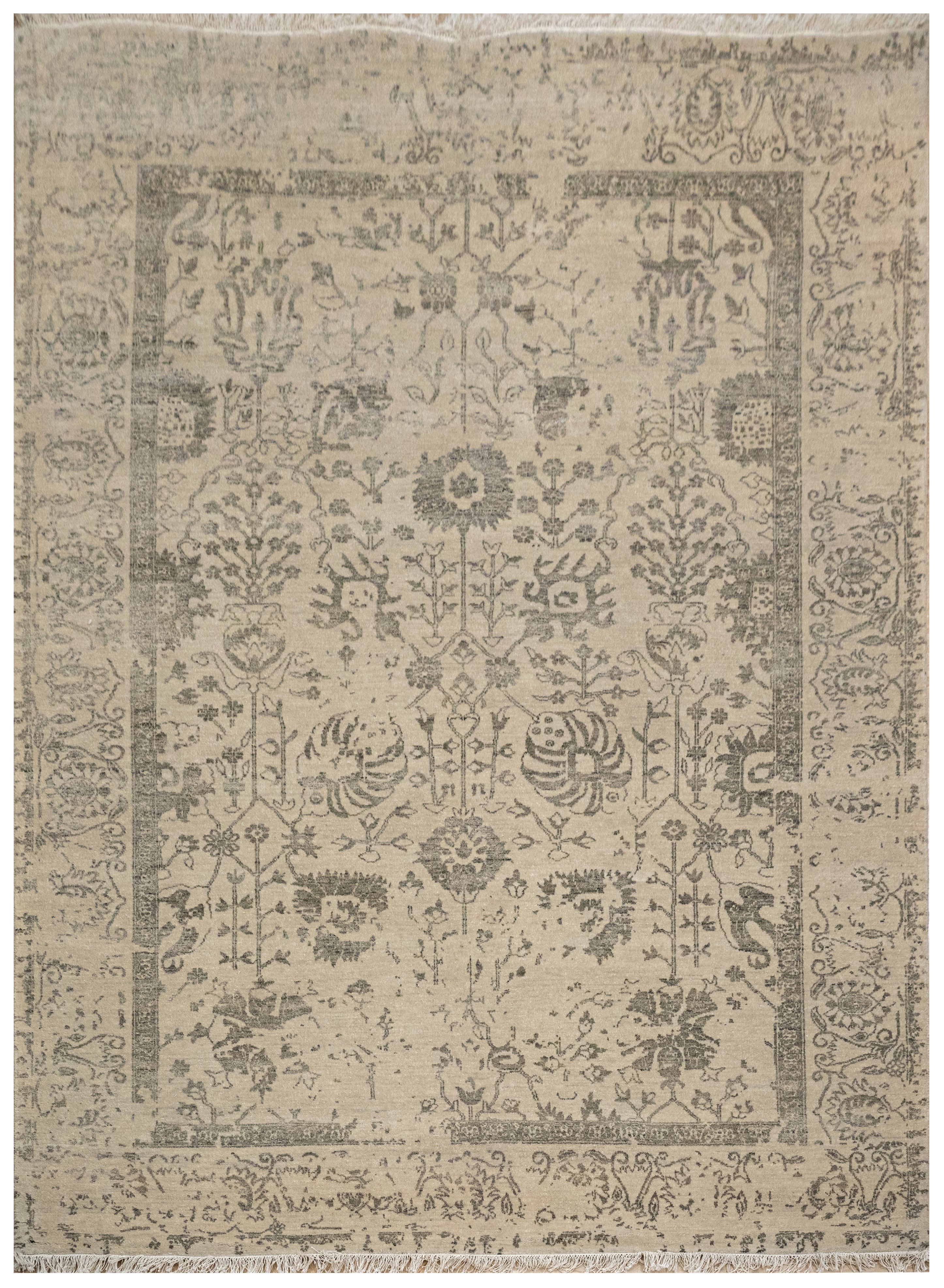 Handknotted Carpet, DIA - 113 VASE 3, Khaki & Gray